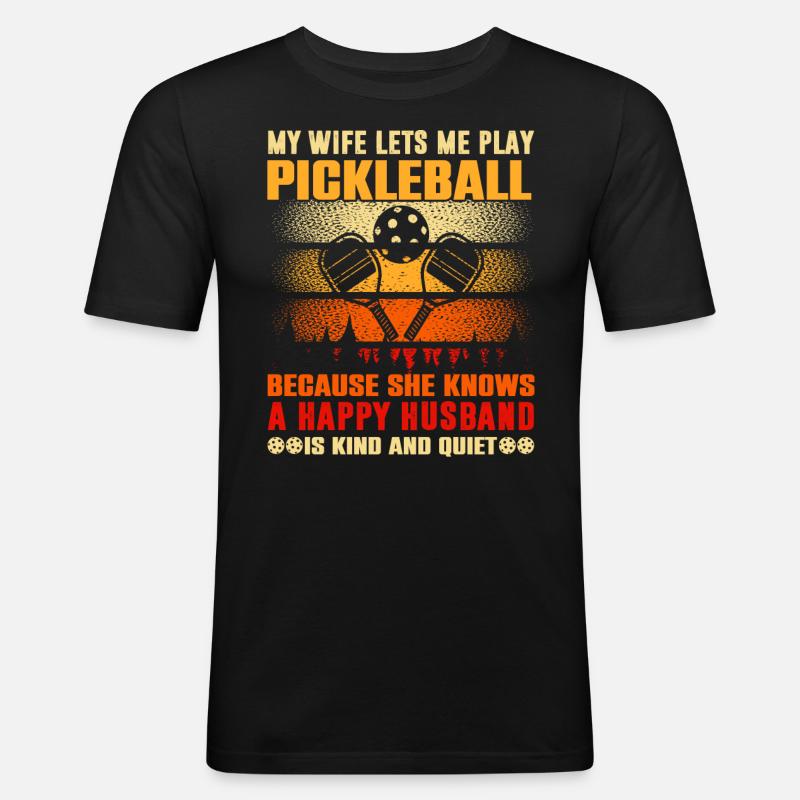 Pickleball-spieler-ehemann Liebt - Männer Slim Fit T-Shirt - Schwarz
