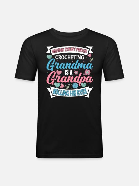 Hæklet hæklet garn bedstemor bedstefar - Herre Slim Fit T-Shirt - sort