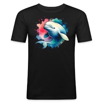 Béluga, cétologue mammifère marin - T-shirt près du corps Homme - noir - Devant - Nik (191cm)