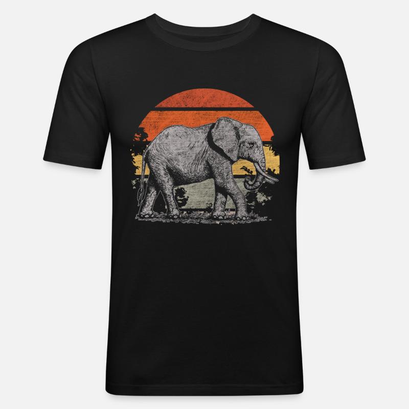 Elefant - Männer Slim Fit T-Shirt - Schwarz