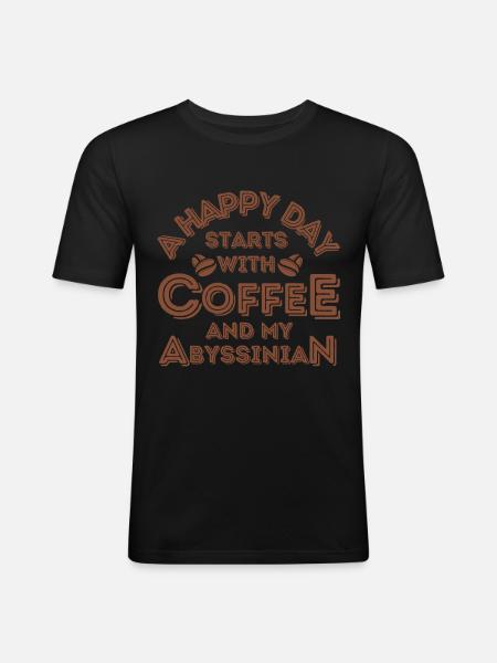Abyssinian Cat Coffee Cafe - Men's Slim Fit T-Shirt - black