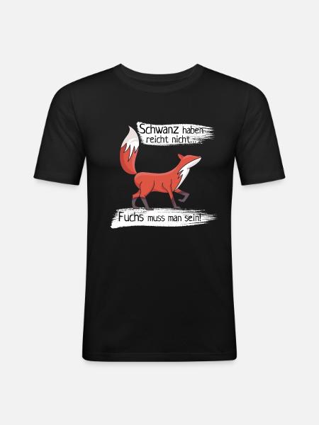 Schlau wie ein Fuchs - Männer Slim Fit T-Shirt - Schwarz