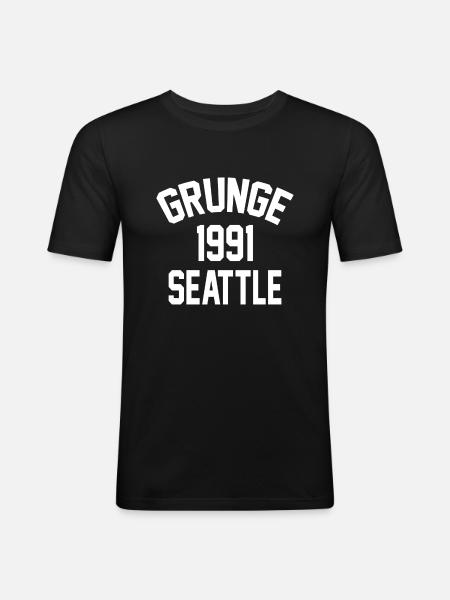 Seattle Grunge 1991 - Männer Slim Fit T-Shirt - Schwarz