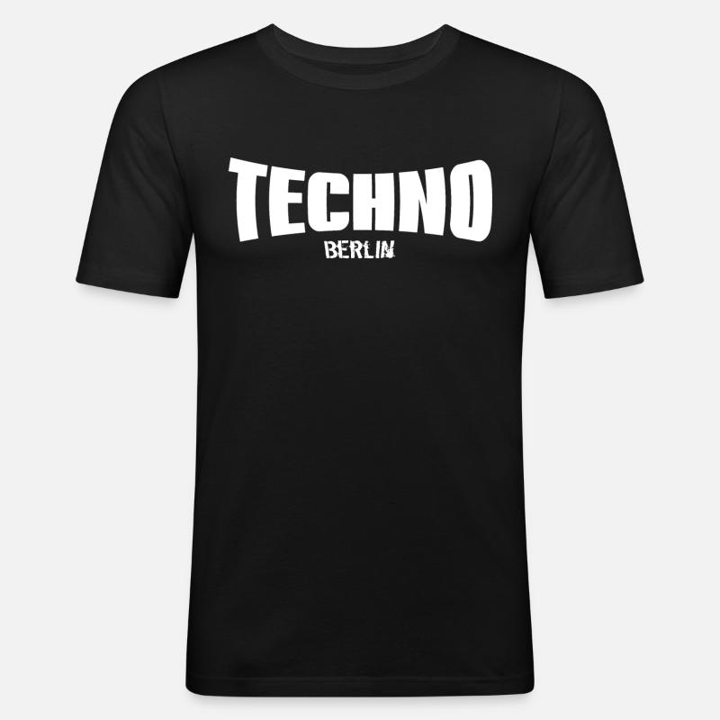 Techno Berlin - Männer Slim Fit T-Shirt - Schwarz