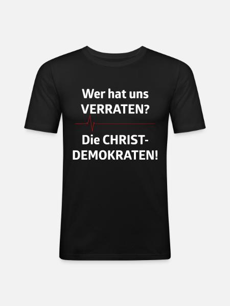 Wer hat uns verraten - Männer Slim Fit T-Shirt - Schwarz