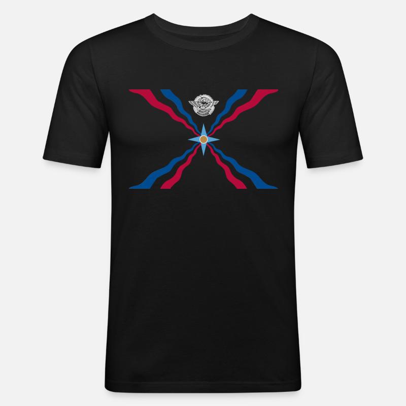 Assyrian Flag - Männer Slim Fit T-Shirt - Schwarz