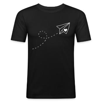Liebesbrief hell Flugzeug Urlaub Wärme Gedanken - Männer Slim Fit T-Shirt - Schwarz - Vorne - Nik (191cm)