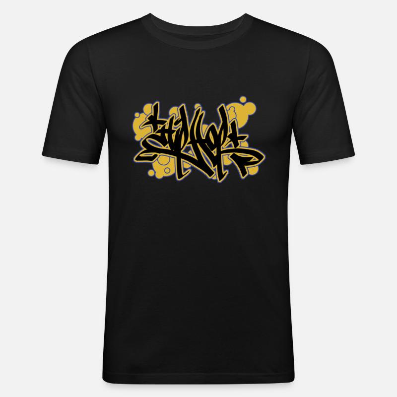 Hip Hop Graffiti - Männer Slim Fit T-Shirt - Schwarz