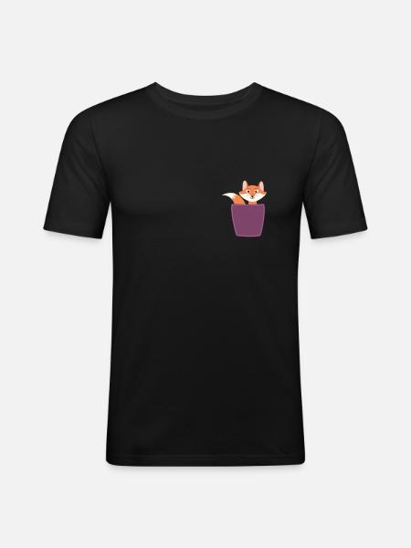 Fox in breast pocket - Men's Slim Fit T-Shirt - black