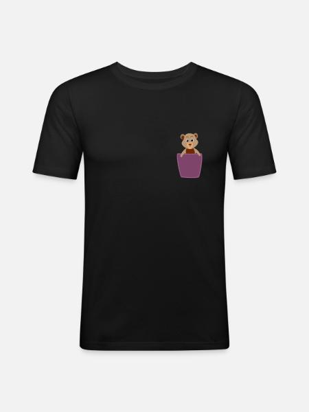 Bear in breast pocket - Men's Slim Fit T-Shirt - black