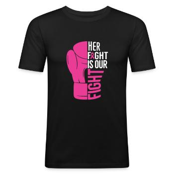 Votre combat est le nôtre - T-shirt près du corps Homme - noir - Devant - Nik (191cm)