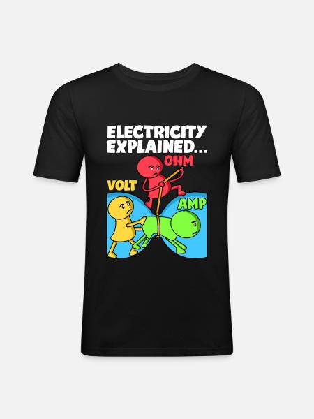 Funny electrician design explains electricity - Men's Slim Fit T-Shirt - black