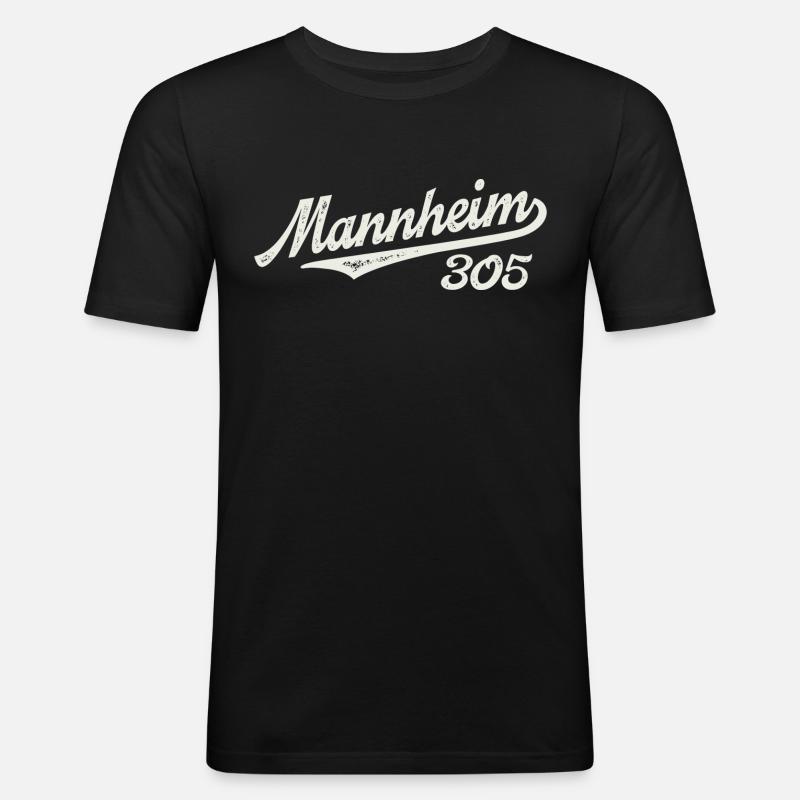 Mannheim 305 - Männer Slim Fit T-Shirt - Schwarz