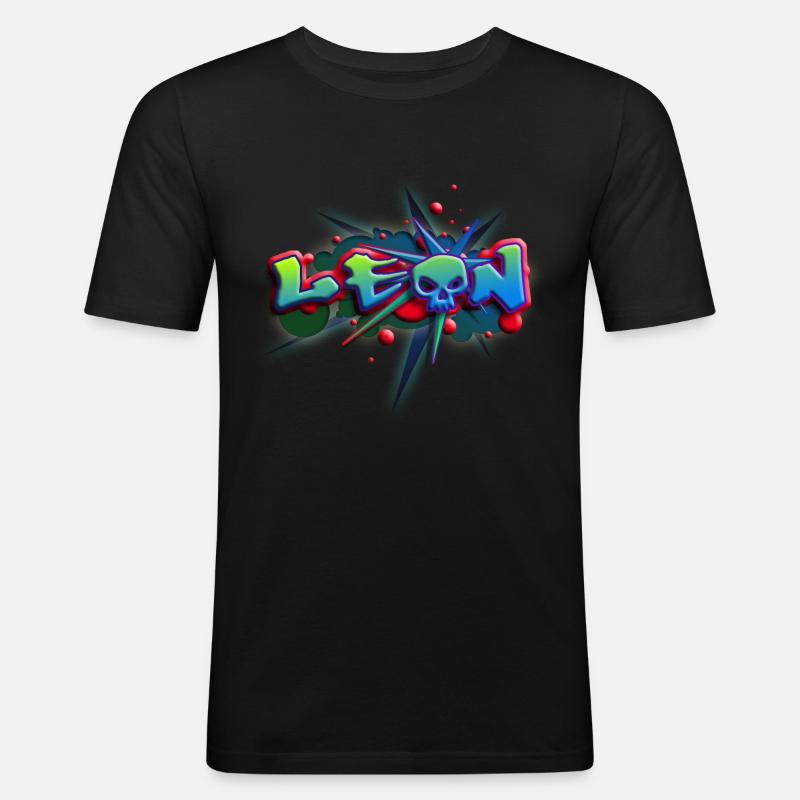 leon_a_012014 - Männer Slim Fit T-Shirt - Schwarz