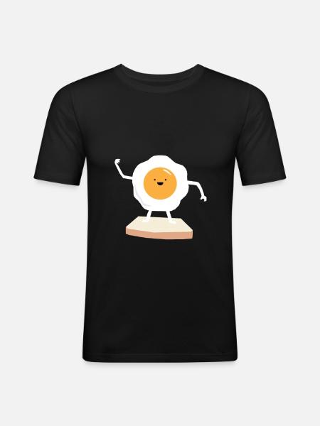 Fried egg oeuf oeuf au plat toast protein - T-shirt près du corps Homme - noir