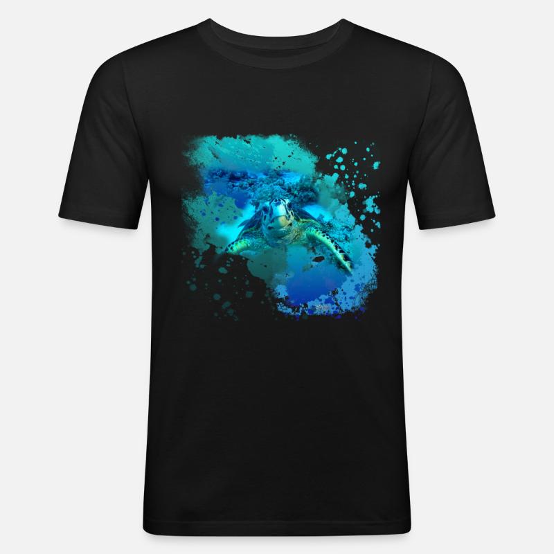 Turtlebay - Männer Slim Fit T-Shirt - Schwarz