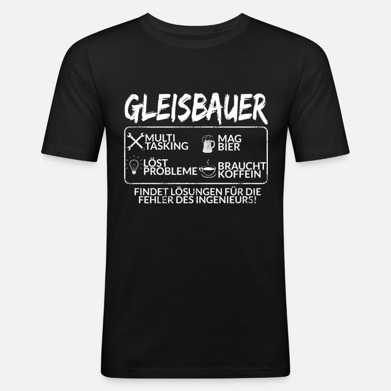 Der Gleisbauer - Männer Slim Fit T-Shirt - Schwarz
