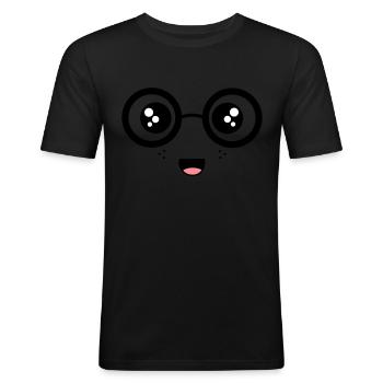 Nerdy Face - Men's Slim Fit T-Shirt - black - Front - Nik (191cm)