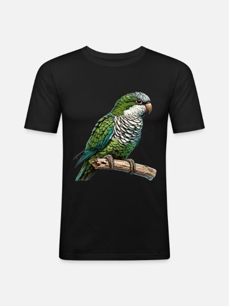 Perroquet Quaker Moine Perruche - T-shirt près du corps Homme - noir