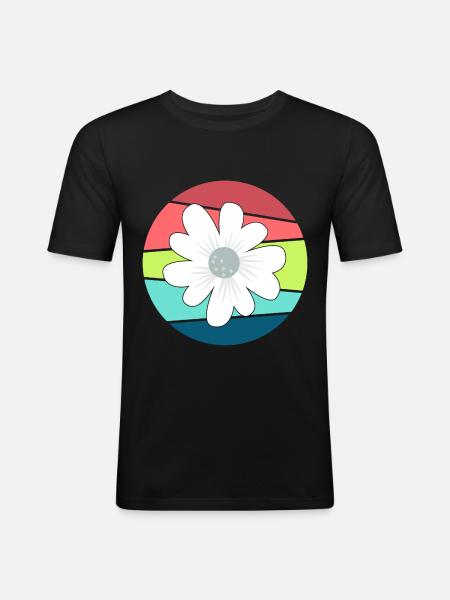 Retro Flower - Florist - Men's Slim Fit T-Shirt - black