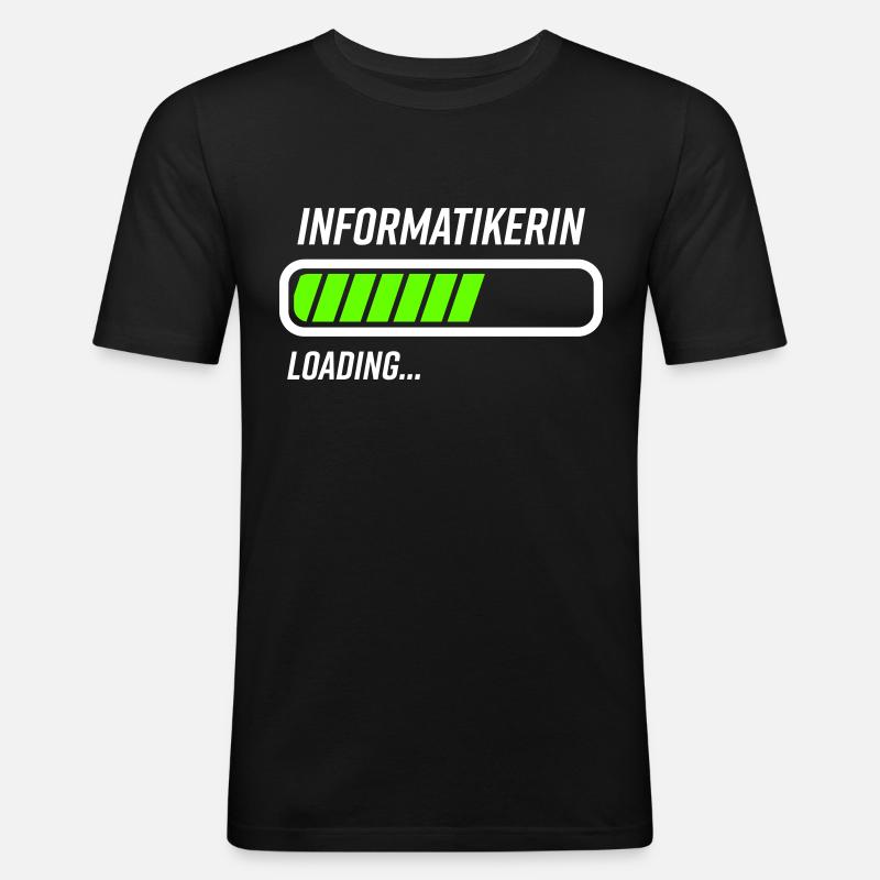 Informatikerin Loading Ladebalken - Männer Slim Fit T-Shirt - Schwarz