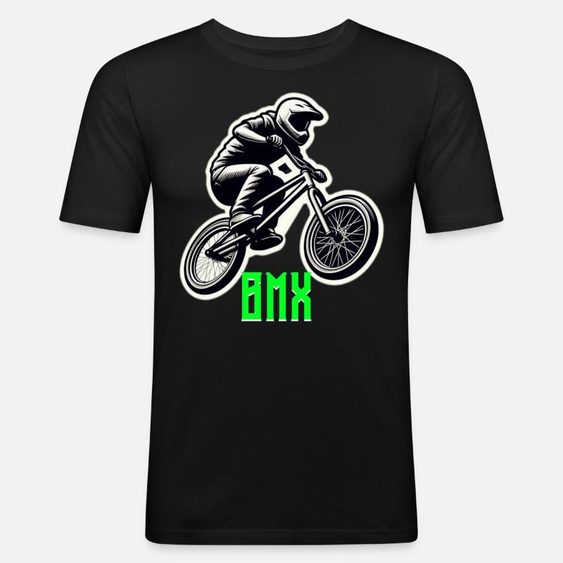 BMX Rad - Männer Slim Fit T-Shirt - Schwarz