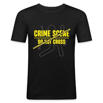 Tatort-do-not-cross-krimi-party-outfit - Männer Slim Fit T-Shirt - Schwarz - Vorne - Nik (191cm)