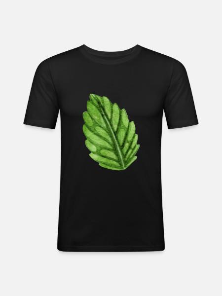 Mint mint leaf - Men's Slim Fit T-Shirt - black