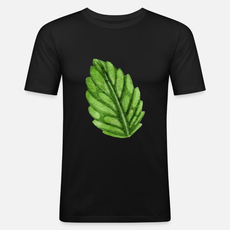 Mint mint leaf - Men's Slim Fit T-Shirt - black