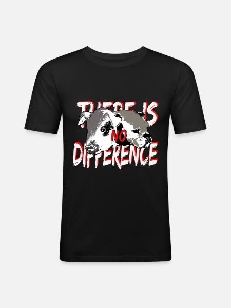 Schwein Hund No difference - Männer Slim Fit T-Shirt - Schwarz