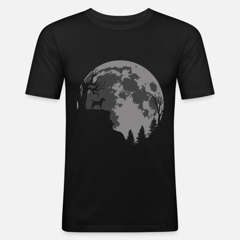 Heideterrier Mond Silhouette - Männer Slim Fit T-Shirt - Schwarz