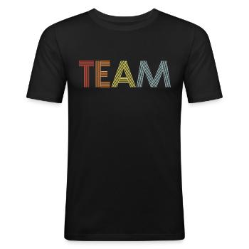 Équipe - T-shirt près du corps Homme - noir - Devant - Nik (191cm)