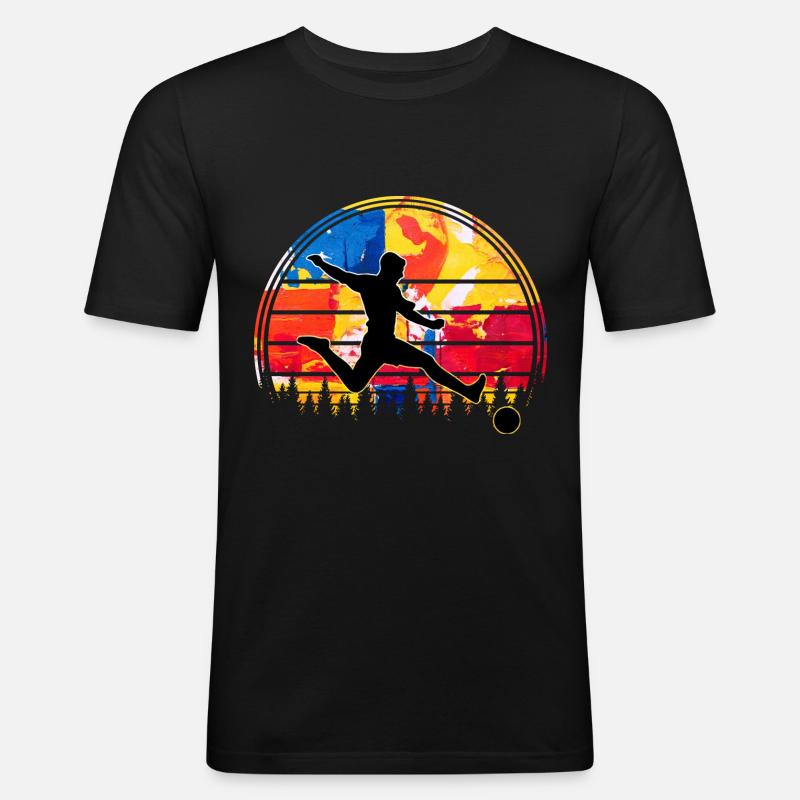 Fußball - Männer Slim Fit T-Shirt - Schwarz