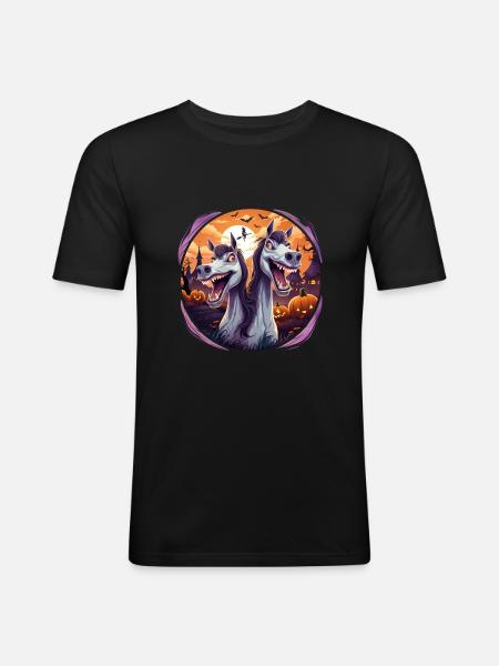 Drôles de chevaux d’Halloween fous - T-shirt près du corps Homme - noir