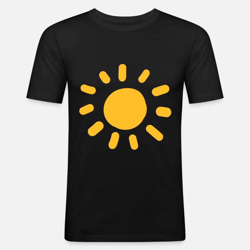 Sonne Zeichnung Muster - Männer Slim Fit T-Shirt - Schwarz