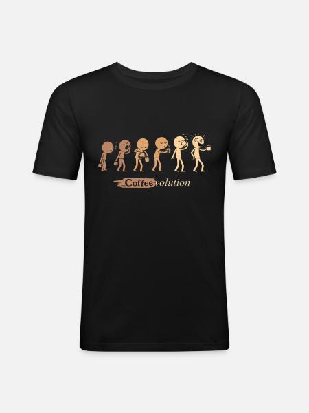 Coffeevolution - Männer Slim Fit T-Shirt - Schwarz