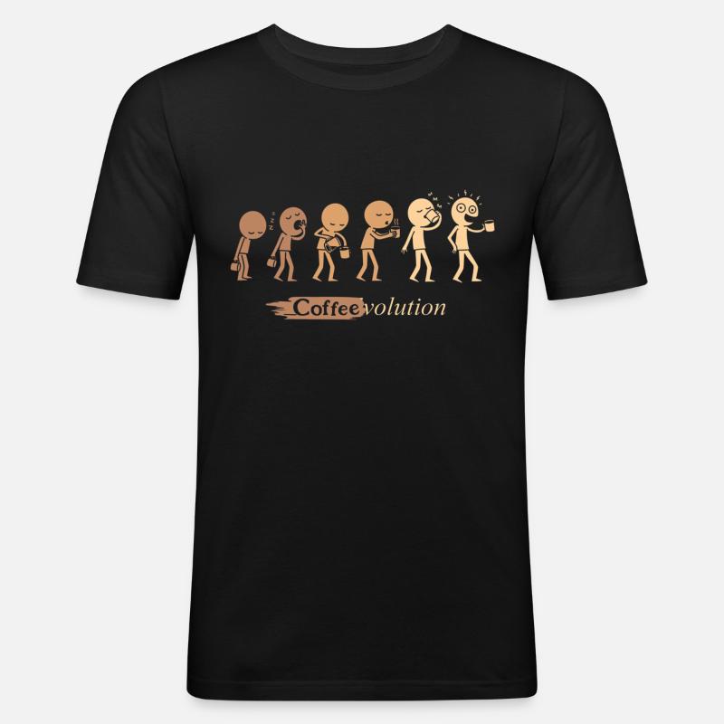 Coffeevolution - Männer Slim Fit T-Shirt - Schwarz
