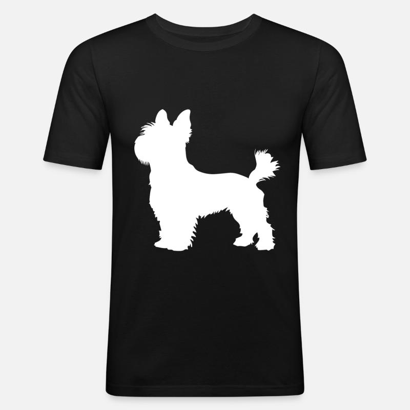 yorkshire hund terrier weiss - Männer Slim Fit T-Shirt - Schwarz
