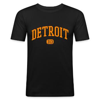 Detroit Michigan - Männer Slim Fit T-Shirt - Schwarz - Vorne - Nik (191cm)