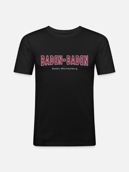 Baden-Baden - Männer Slim Fit T-Shirt - Schwarz