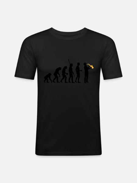 evolution_saxophon_a_2 - Men's Slim Fit T-Shirt - black