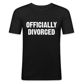 Divorcé officiellement - T-shirt près du corps Homme - noir - Devant - Nik (191cm)