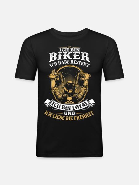 ich bin Biker - Männer Slim Fit T-Shirt - Schwarz