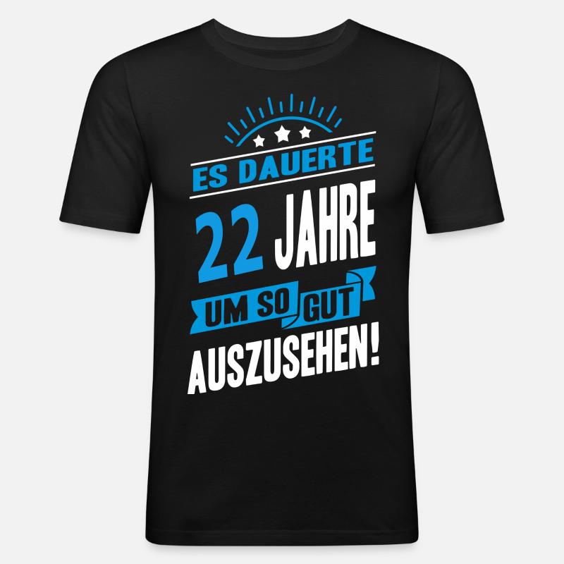22 - Männer Slim Fit T-Shirt - Schwarz