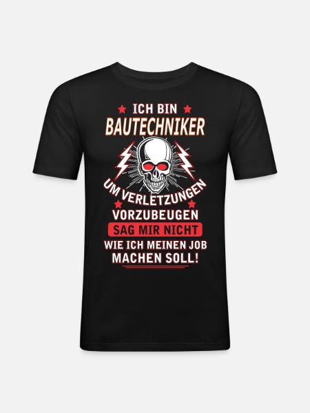 BAUTECHNIKER - Männer Slim Fit T-Shirt - Schwarz