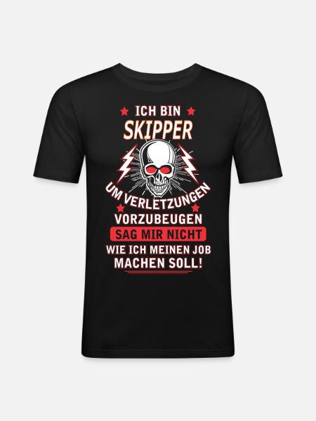 SKIPPER - Männer Slim Fit T-Shirt - Schwarz