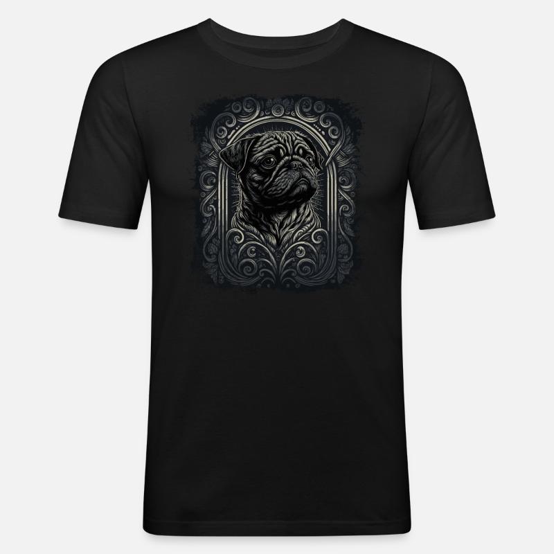 Kleiner Mops - Männer Slim Fit T-Shirt - Schwarz
