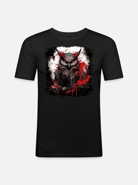 Gothic Eule - Männer Slim Fit T-Shirt - Schwarz