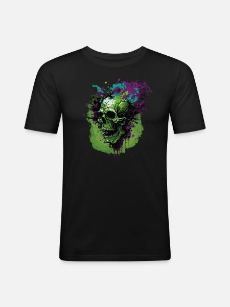 Crâne - T-shirt près du corps Homme - noir