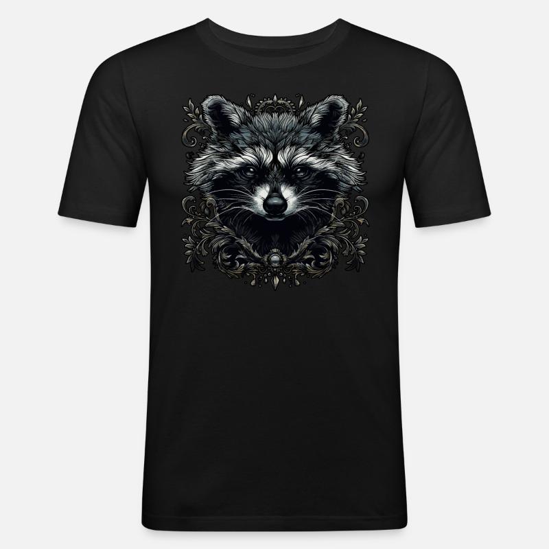 Waschbär - Männer Slim Fit T-Shirt - Schwarz